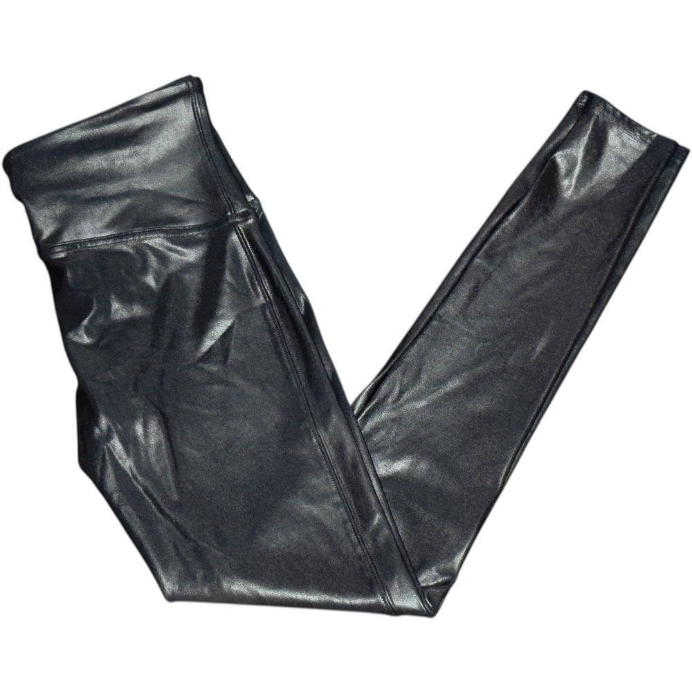 Spanx Faux Leather Leggings Pants Women's Size L Black‎ Shapewear Skinny #2437